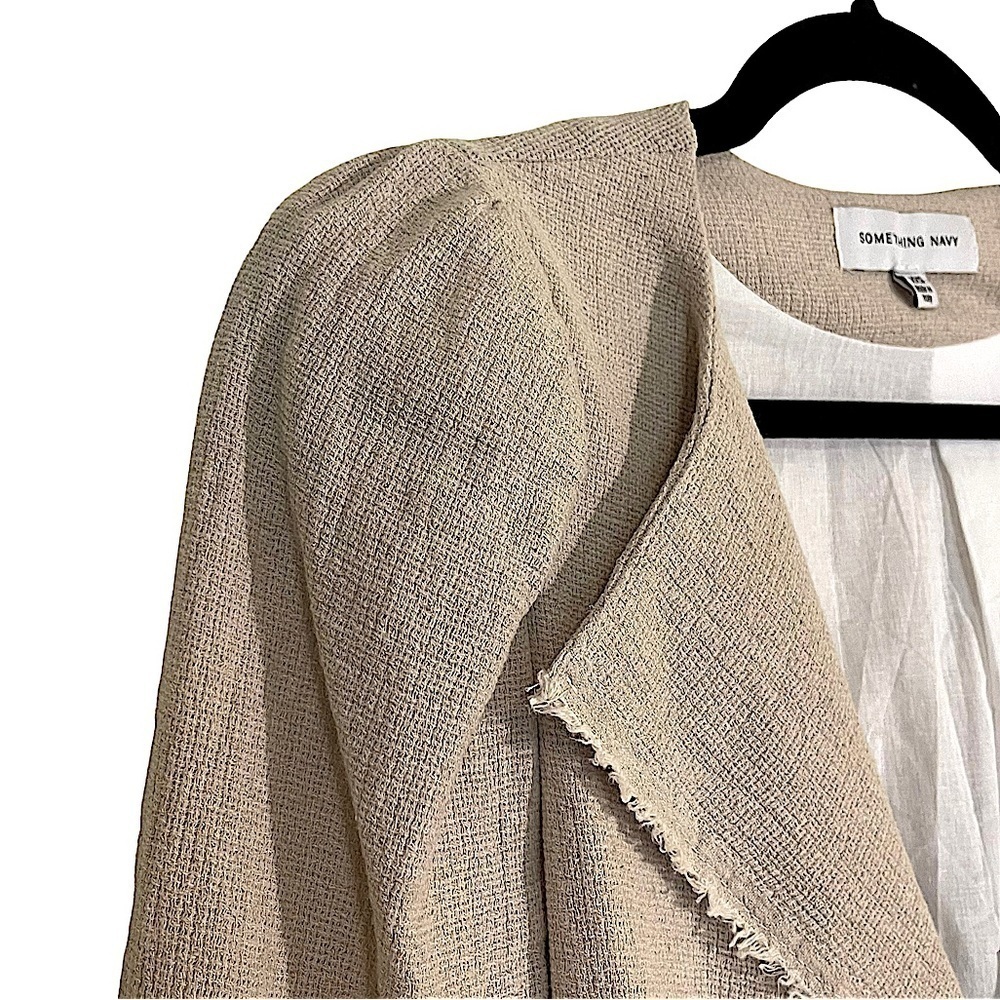 Something Navy Tan Linen Blend Lined Blazer Jacket Size XXS - Picture 5 of 14